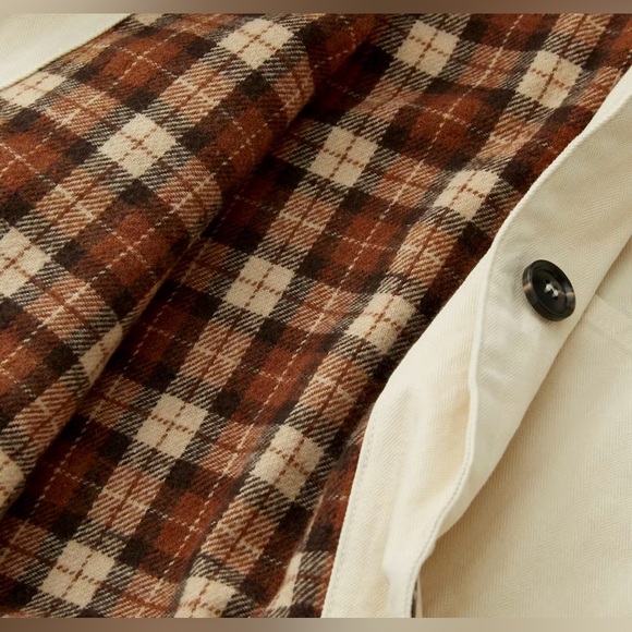 Rhythm Women’s Pearls Oversized Button Up Jacket Navy Collar Brown Plaid Size S - Picture 4 of 15